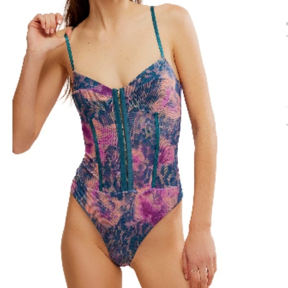 Free People Multicolor Floral Mesh Bodysuit - Picture 1 of 8